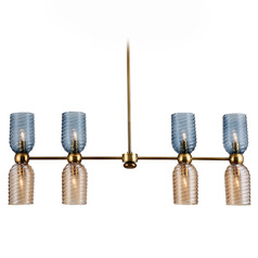 Kalco Lighting Azul Aged Gold Island Light with Bowl / Dome Shade