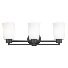 Modern Bathroom Light White Glass Black 3 Lt