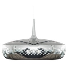 UMAGE Polished Steel / White Pendant Light with Polished Steel Metal Shade
