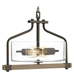 Barnes Mill Pendant in Bronze & Painted Wood by Progress Lighting