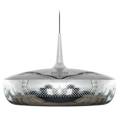 UMAGE Polished Steel / Black Pendant Light with Polished Steel Metal Shade