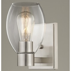 Clear Glass Sconce Satin Nickel