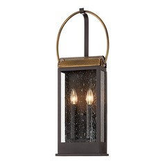 Holmes Bronze and Brass Outdoor Wall Light by Troy Lighting