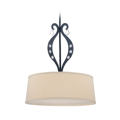 Modern Drum Pendant in Black Finish by Lite Source Lighting