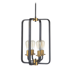 Randolph Flat Black & Satin Brass Pendant by Craftmade Lighting