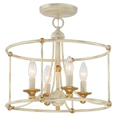 Westchester County Farm House White with Gilded Gold Leaf Semi-Flush Mount by Minka Lavery