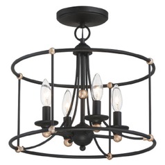 Westchester County Sand Coal with Skyline Gold Leaf Semi-Flush Mount by Minka Lavery