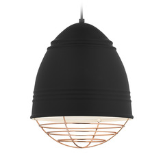 Loft Pendant in Black with Copper Cage by Visual Comfort Modern