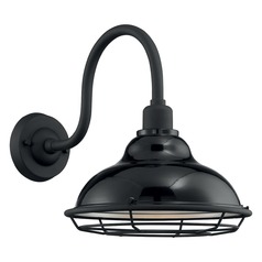 Newbridge Gloss Black & Silver Barn Light by Satco Lighting