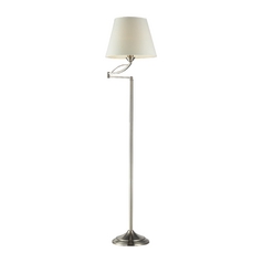 Floor Lamp with Beige / Cream Shade in Satin Nickel Finish