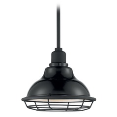 Newbridge Gloss Black & Silver Barn Light with Warehouse Shade by Satco Lighting