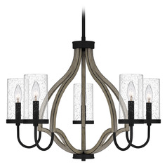 Quoizel Lighting Cornelia Matte Black & Weathered White Maple Wood Chandelier