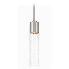 George Kovacs Light Rain Brushed Nickel Mini-Pendant Light with Cylindrical Shade