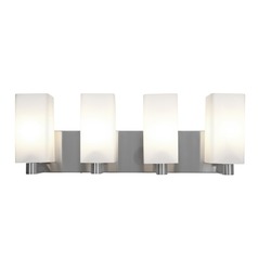 Modern Bathroom Light with White Glass in Brushed Steel by Access Lighting