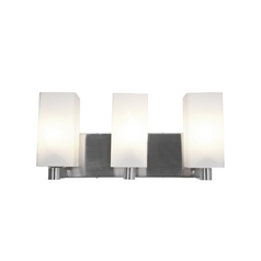 Modern Bathroom Light with White Glass in Brushed Steel by Access Lighting