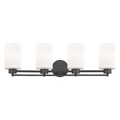 Modern Bathroom Light White Glass Black 4 Lt
