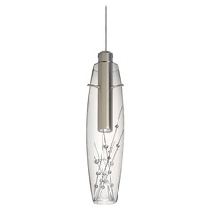 Besa Lighting Willow Satin Nickel LED Mini-Pendant Light with Oblong Shade