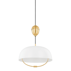 Liliana 18-In Pendant in Aged Brass & White by Mitzi by Hudson Valley