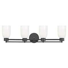 Modern Bathroom Light White Glass Black 4 Lt