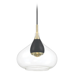 George Kovacs Arabesque Coal & Brushed Gold LED Mini-Pendant Light with Bowl / Dome Shade