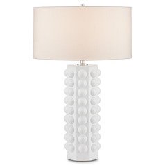 Currey and Company Cassandra Matte White Table Lamp with Drum Shade