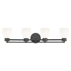 Modern Bathroom Light White Glass Black 4 Lt