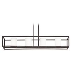 Bronze Linear Chandelier with Cylindrical Shade