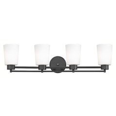 Modern Bathroom Light White Glass Black 4 Lt