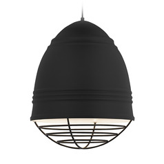 Loft Pendant in Black with Black Cage by Visual Comfort Modern