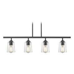 Axel Linear Chandelier in Black & Clear Cone Glass by Fuse
