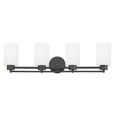 Modern Bathroom Light White Glass Black 4 Lt