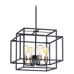 Liner Black & Satin Brass Pendant by Maxim Lighting