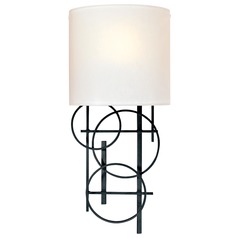 18.25-Inch Wall Sconce with Pearl Mist Glass in Black by George Kovacs