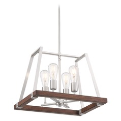Outrigger Brushed Nickel & Nutmeg Wood Pendant by Nuvo Lighting