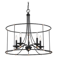 Westchester County Sand Coal with Skyline Gold Leaf Chandelier by Minka Lavery