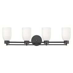 Modern Bathroom Light White Glass Black 4 Lt
