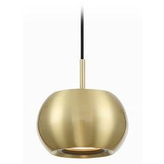 George Kovacs Halo Coal & Brushed Gold LED Mini-Pendant Light with Oval Shade