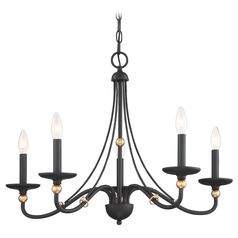 Westchester County Sand Coal with Skyline Gold Leaf Chandelier by Minka Lavery