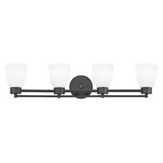 Modern Bathroom Light White Glass Black 4 Lt