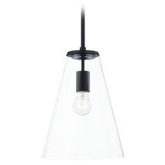 Matta Clear Glass Pendant in Black