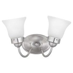 Fluted Glass Brushed Nickel 2-Light Bathroom Light by Progress Lighting