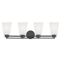 Modern Bathroom Light White Glass Black 4 Lt