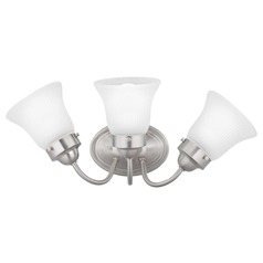 Fluted Glass Brushed Nickel 3-Light Bathroom Light by Progress Lighting