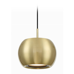 George Kovacs Halo Coal & Brushed Gold LED Mini-Pendant Light with Oval Shade