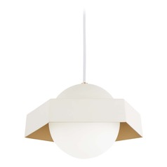 Five-O LED Pendant in Texured White & Gold Leaf by George Kovacs