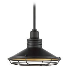 Blue Harbor Dark Bronze & Gold Outdoor Hanging Light by Satco Lighting