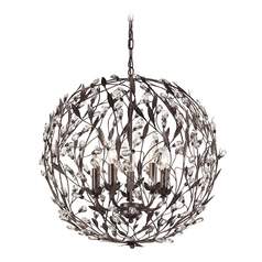 Crystal Pendant Light in Deep Rust Finish