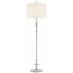 Visual Comfort Signature Collection Lotus Plaster White Floor Lamp with Drum Shade