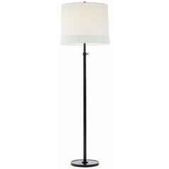 Visual Comfort Signature Collection Simple Scallop Bronze Floor Lamp with Drum Shade