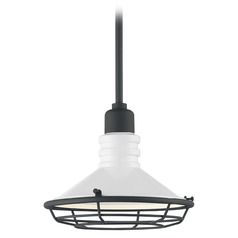 Blue Harbor Gloss White & Black Accents Outdoor Hanging Light by Satco Lighting